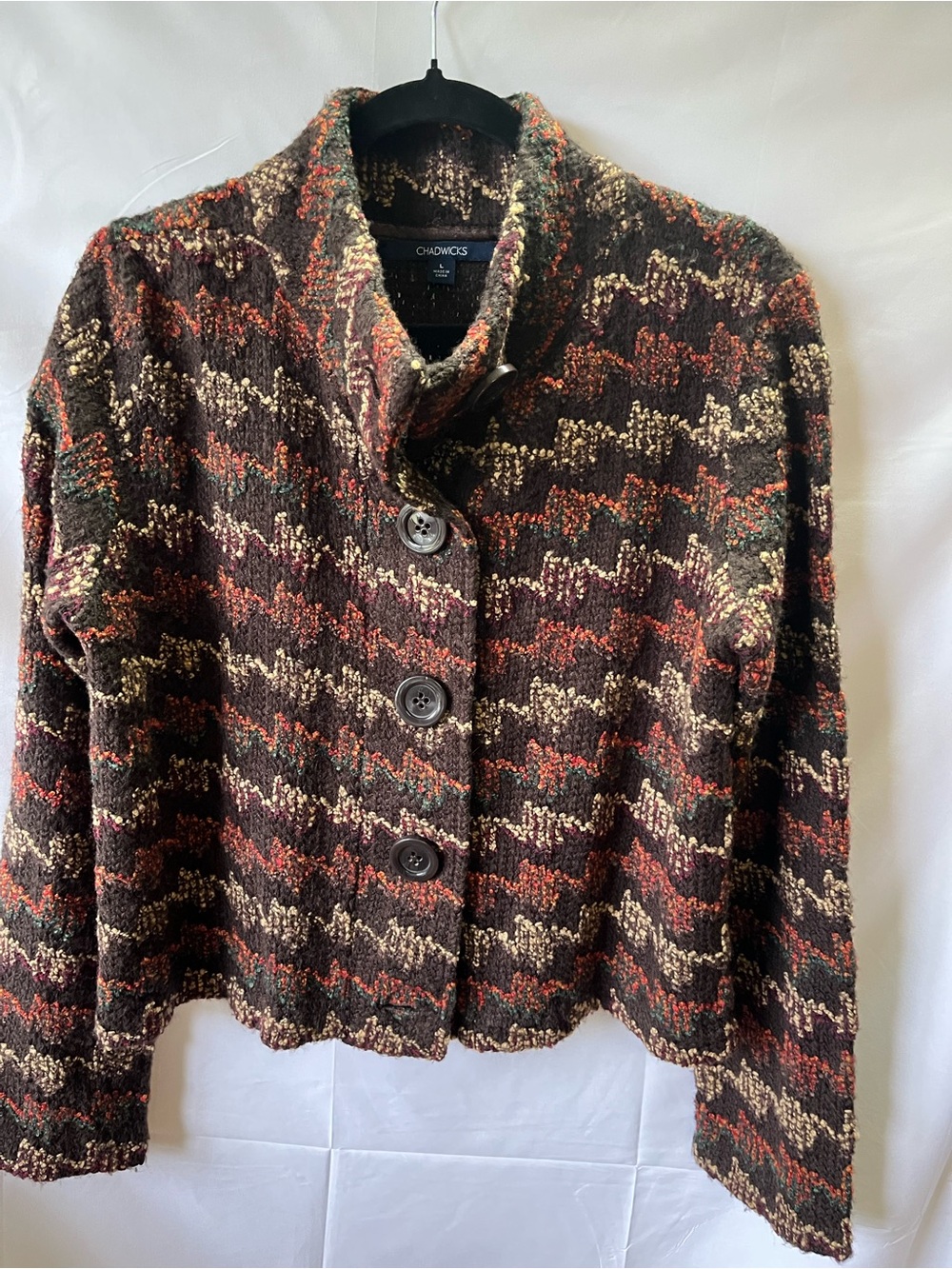 Chadwicks Women's Multicolor Knit Button-Up Blazer Jacket